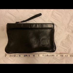 Black Leather Clutch, Zips, Single pocket
